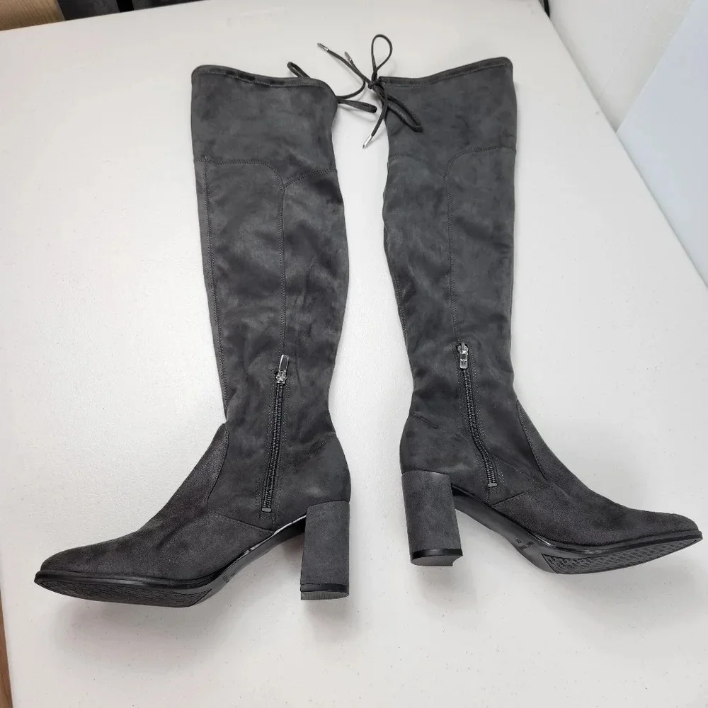 MARC FISHER Grey Gray LOCKET SUEDE OVER THE KNEE BOOT Size 7 1/2 M